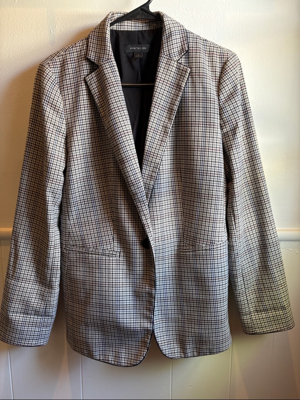 Ann Taylor Tan Glen Plaid Blazer